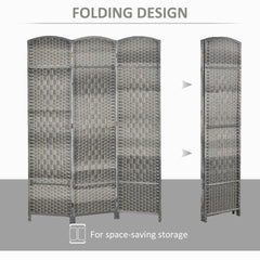 HOMCOM Folding Room Divider Screen 3 Panel 6' Tall Privacy Screen Freestanding Wood Partition for Home Office, Mixed Gray