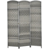 HOMCOM Folding Room Divider Screen 3 Panel 6' Tall Privacy Screen Freestanding Wood Partition for Home Office, Mixed Gray