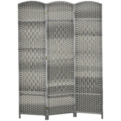 HOMCOM Folding Room Divider Screen 3 Panel 6' Tall Privacy Screen Freestanding Wood Partition for Home Office, Mixed Gray