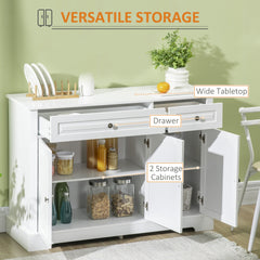 HOMCOM Sideboard Buffet Cabinet, Modern Accent Cabinet with 2 Drawers and Adjustable Shelves, Entryway Cabinet, White