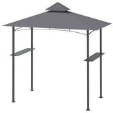 Outsunny 8' x 5' Grill Gazebo with Double Roof, Outdoor BBQ Canopy Gazebo with 2 Side Shelves for Patio Yard Garden Gray