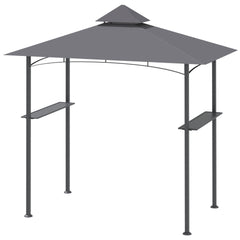 Outsunny 8' x 5' Grill Gazebo with Double Roof, Outdoor BBQ Canopy Gazebo with 2 Side Shelves for Patio Yard Garden Gray