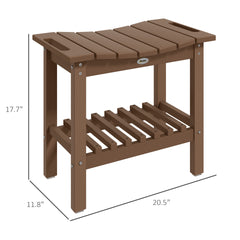 Outsunny HDPE Shower Bench, Waterproof Shower Stool with Handle, Storage Shelf, Non-Slip Pads for Indoor Outdoor, Brown