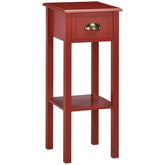 HOMCOM 2-Tier Side Table with Drawer and Shelf, End Table for Living Room and Hallway, Red
