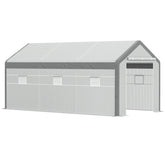 Outsunny 20' x 10' x 9' Walk-in Greenhouse, Outdoor Garden Warm Hot House with 6 Roll-up Windows, 2 Zippered Doors and Weather Cover, White