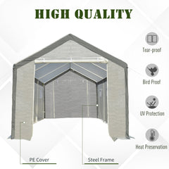 Outsunny 20' x 10' x 9' Walk-in Greenhouse, Outdoor Garden Warm Hot House with 6 Roll-up Windows, 2 Zippered Doors and Weather Cover, White