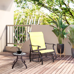 Outsunny Outdoor Glider Chair, Gliders for Outside Patio with Steel Frame and Mesh Fabric for Backyard, Garden, and Porch, Beige
