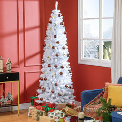 HOMCOM 7 FT Artificial Christmas Tree Pencil Xmas Tree with Stand, 818 Tips, Holiday Home Indoor Decoration for Party, White
