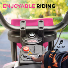 Qaba 12V Kids Electric Motorcycle w/ Twist Grip Throttle, Training Wheels, Rear Suspension & Music, Pink