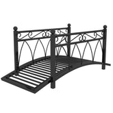 Outsunny 3.3' Metal Arch Zen Garden Pond Bridg with Safety Siderails for Stream, Fish Pond, Black