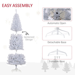 HOMCOM 6 FT Artificial Christmas Tree Pencil Xmas Tree with Stand, 618 Tips, Holiday Home Indoor Decoration for Party, White