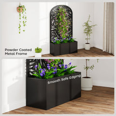 Outsunny Metal Garden Bed with Trellis for Climbing Plants, Freestanding or Wall Mounted Flower Bed for Garden, Patio, Balcony