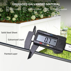 Outsunny Outdoor Planter Box Galvanized Raised Garden Bed with Trellis for Climbing Vines, 35.4" x 15.7" x 47.2", White