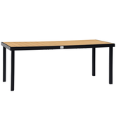 Outsunny 75" x 35" Outdoor Dining Table for 8 People, Rectangular Aluminum Frame Garden Table with All-Weather Faux Wood Top for Lawn, Patio, Natural