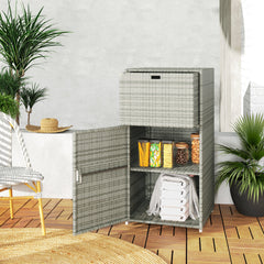 Outsunny Outdoor Towel Rack for Pool w/ Drawer & Cabinet, Gray