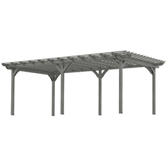 Outsunny 12' x 20' Outdoor Pergola, Wood Gazebo Grape Trellis with Stable Structure for Climbing Plant Support, Gray
