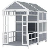 PawHut 79"L Large Dog House Outdoor, Wooden Dog Kennel with Porch, Storage Cabinet,Weatherproof Roof, Windows