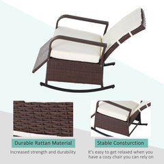 Outsunny PE Rattan Rocking Recliner with Footrest, Beige