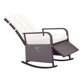 Outsunny PE Rattan Rocking Recliner with Footrest, Beige