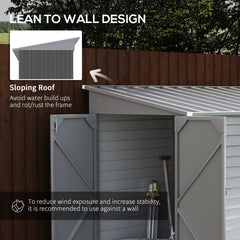 Outsunny 4.6' x 9' Outdoor Storage Shed, Lean to Metal Shed with Foundation Kit, Lockable Doors and Gloves for Patio, Lawn, Gray