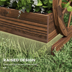 Outsunny Wooden Wagon Planter Box, 3-Tier Raised Garden Bed, for Vegetables Flowers Herbs, 25" x 21" x 24"