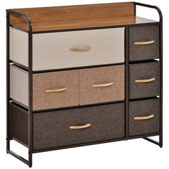 HOMCOM 3-Tier Storage Organizer for Bedroom Entryway, 7-Drawer Dresser with Steel Frame for Bedroom, Maple Wood