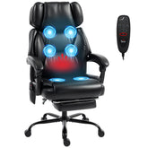 HOMCOM High Back Vibration Massage Office Chair Heated Reclining Computer Chair w/ Footrest, Swivel Wheels, Remote, Black