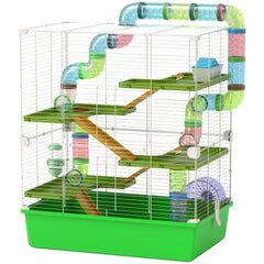 PawHut 23" 5-Tier Hamster Cage with Wheel and Water Bottle, Green