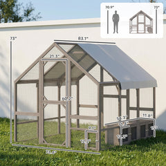 PawHut Large Wooden Chicken Coop for 8-10 Hens, Walk-in Chicken Run with Waterproof Cover, Nesting Boxes and Perches