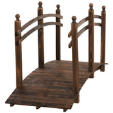 Outsunny 7.5' Fir Wood Garden Bridge Arc Walkway with Side Railings, Perfect for Backyards, Gardens, & Streams, Carbonized