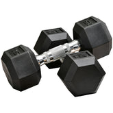 Soozier 2 x 15lbs Hex Dumbbell Set of 2, Rubber Weights Exercise Fitness Dumbbell with Non-Slip Handles, Anti-roll, for Women or Men Home Gym Workout, Black