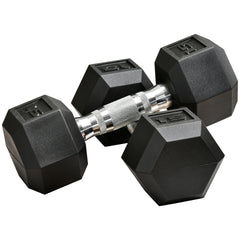 Soozier 2 x 15lbs Hex Dumbbell Set of 2, Rubber Weights Exercise Fitness Dumbbell with Non-Slip Handles, Anti-roll, for Women or Men Home Gym Workout, Black