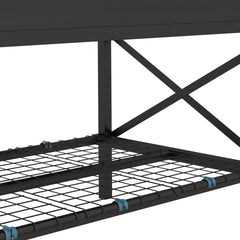 Outsunny Galvanized Raised Garden Bed, Metal Planter Box with Legs, Storage Shelf and Bed Liner, Black