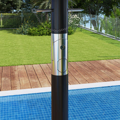 Outsunny Double Sided Patio Umbrella, 9.7' Large Outdoor Market Umbrella with Push Button Tilt and Crank, 3 Air Vents and 12 Ribs, for Garden, Deck, Pool, Gray