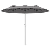 Outsunny Double Sided Patio Umbrella, 9.7' Large Outdoor Market Umbrella with Push Button Tilt and Crank, 3 Air Vents and 12 Ribs, for Garden, Deck, Pool, Gray