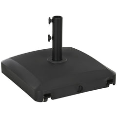 Outsunny Patio Umbrella Base with Wheels, 53lbs Water or 66lbs Sand Filled, Heavy Duty Outdoor Umbrella Stand Holder, Black