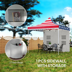 Outsunny 10' x 10' Heavy Duty Pop Up Canopy Tent with Sidewall, UPF50+ Instant Sun Shelter with Storage Pockets, American Flag
