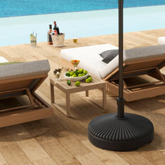 Outsunny Round Patio Umbrella Base Holder, Heavy Duty Outdoor Umbrella Stand Base, Filled Up to 62lbs with Sand or 51lbs with Water for Garden, Poolside, Black