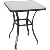 Outsunny 27" Square Bistro Table Garden Dining Table Outdoor Tempered Glass Table