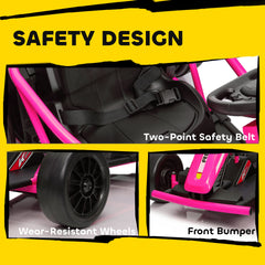 Qaba 24V 7AH Kids Electric Go Kart, 8.1 MPH Battery Powered Drift Kart with Dual Motors, Soft Start for 8-12 Years, Pink
