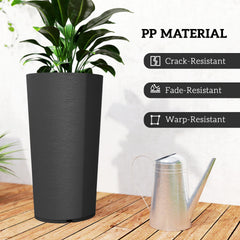 Outsunny 29 Inch Outdoor Planter, Set of 2 Plastic Flower Pots, Weather and UV Resistant Stackable Large Planters, Black