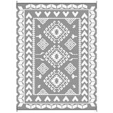 Outsunny Reversible Outdoor Rug, Waterproof Plastic Straw with Carry Bag, 9' x 12', Gray & White Rhombus Patchwork