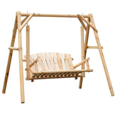 Outsunny 2-Seat Wooden Swing Bench, Ergonomic Design, 'A' Frame Construction, Stable and Non-Slip, Solid Wood Frame Log Garden Swing, for Outdoor and Indoor, Natural Wood