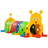 Qaba Caterpillar Play Tunnel, Toddler Tunnel for Kids Crawl and Climb Through, Kids' Play Structure Indoor Outdoor, 6 Sections, Multicolored