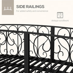 Outsunny 7' Metal Arch Garden Bridge Arc Footbridge with Side Railings Decorative Scrollwork, Black
