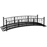 Outsunny 7' Metal Arch Garden Bridge Arc Footbridge with Side Railings Decorative Scrollwork, Black