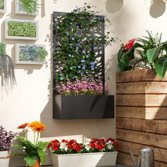 Outsunny Metal Garden Bed with Trellis for Climbing Plants, Freestanding or Wall Mounted Flower Bed for Garden, Patio, Balcony