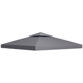 Outsunny Gazebo Replacement Canopy for Model 01 -0153, 2-Tier Top Cover for 9.8' x 9.8' Gazebo, Charcoal (TOP ONLY)