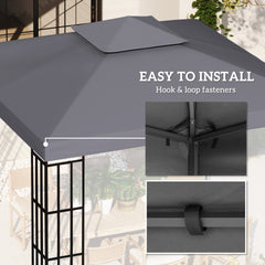 Outsunny Gazebo Replacement Canopy for Model 01 -0153, 2-Tier Top Cover for 9.8' x 9.8' Gazebo, Charcoal (TOP ONLY)