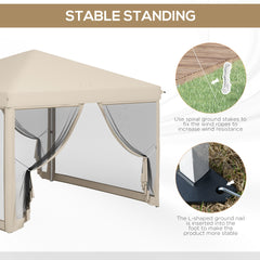 Outsunny 10' x 10' Pop Up Canopy Tent with Mesh Sidewalls, Height Adjustable, Transport Carrying Bag for Backyard Garden Patio